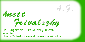 anett frivalszky business card